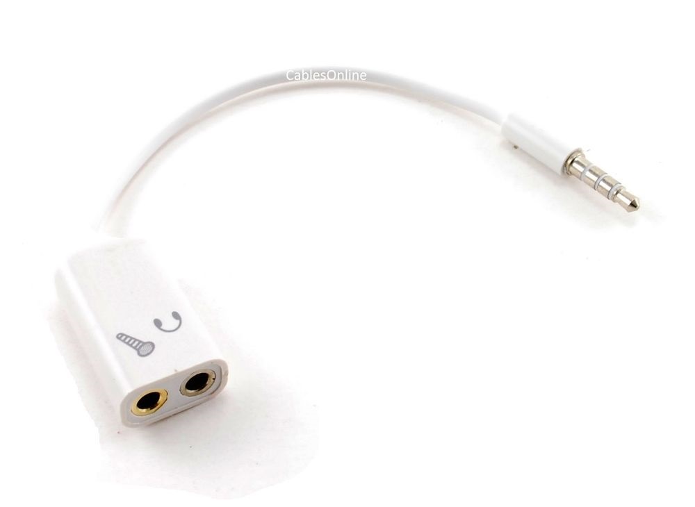 Headphone/MIC Audio Splitter to PC Cable White