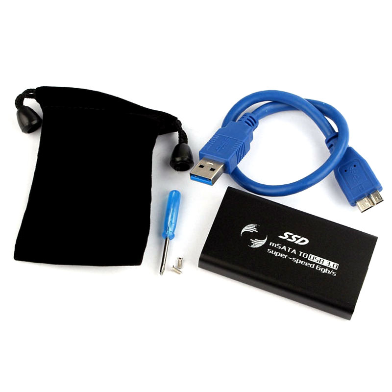 Portable USB 3.0 External mSATA SSD Converter Adapter Enclosure Case