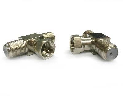 Adapter F male plug to 2x F TV female T RF Splitter