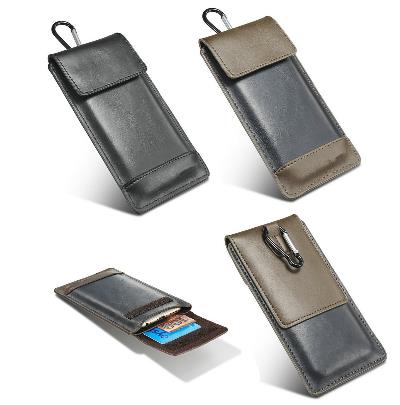 PU Leather Mobile Sleeve Pouch + Card holder + Hook Loop 