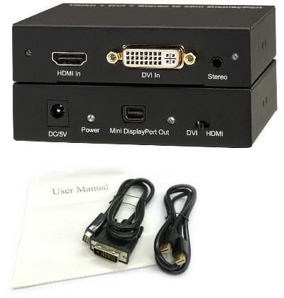 HDMI/DVI + Stereo to Mini DisplayPort Converter