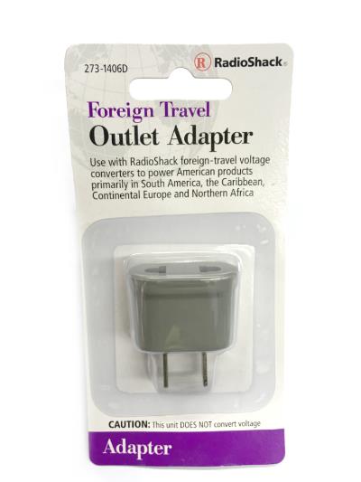 Radioshack US 2 Flat Pin to EU 2 Round Pin Converter