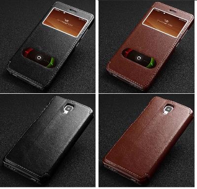 Xiaomi Mi4 Genuine Window Leather Case + Stand + Screen Protector Clear