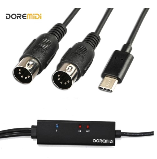 MIDI To USB C Type C Cable USB MIDI Converter With Indicator Light For MacBook Android