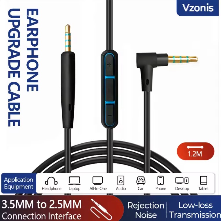 Bose 3.5mm to 2.5mm TRRS Replacement Cable 1.2m with Mic
