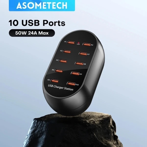 10 port USB Charger 50Watt 24A