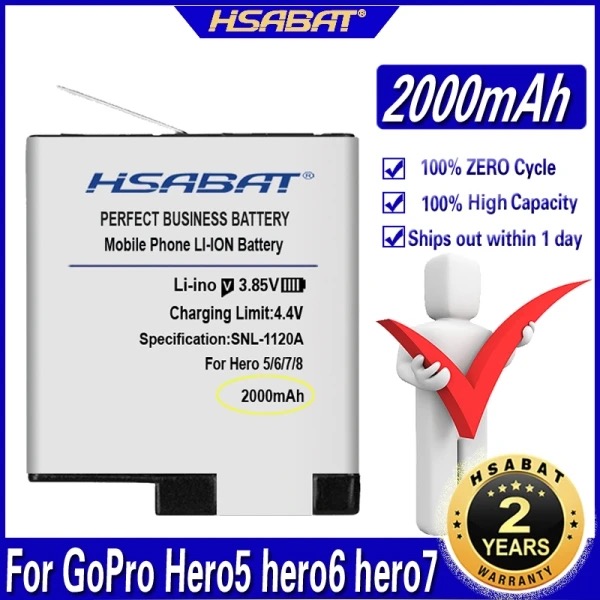 Gopro Hero 5 6 7 High Capacity Battery 2000mah