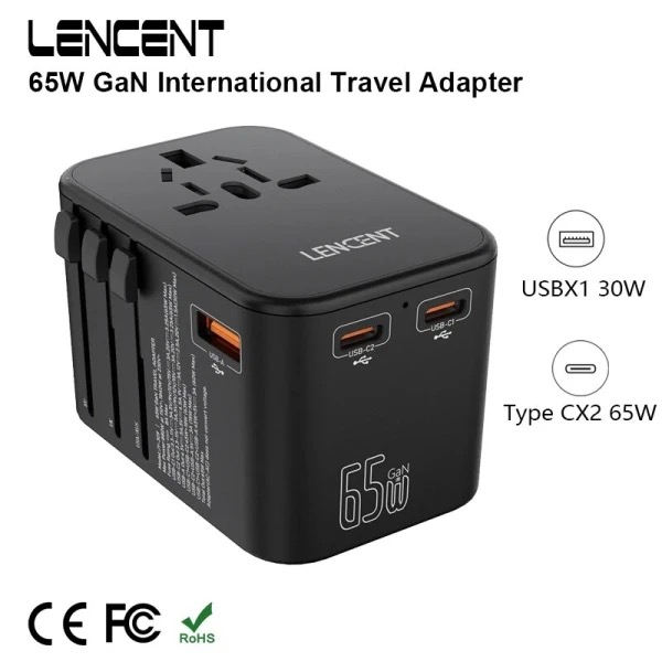 Universal Travel Adapter with 1USB Dual Type C PD3.0