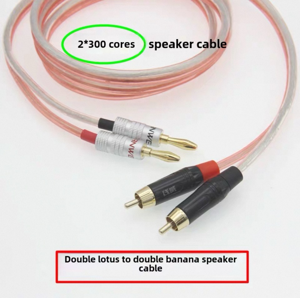 Dual RCA to Bananna Clip Speaker Cable