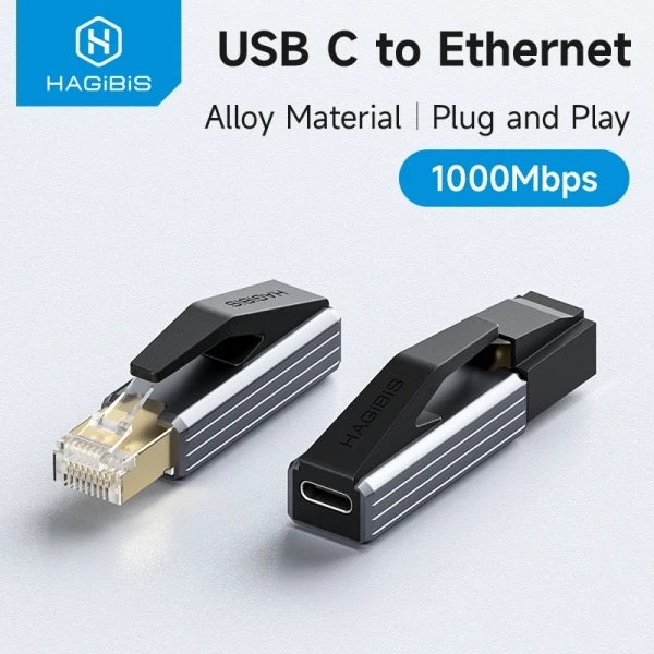 Hagibis USB C to Ethernet Adapter 1Gbps Gigabit USB C Female to RJ45 Male