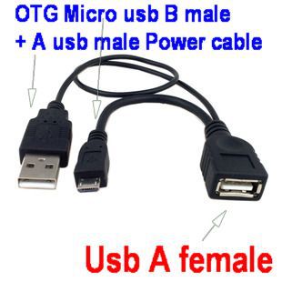 MicroUSB OTG - USB Reader with Power 15cm