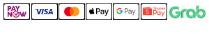 Payments Accepted Visa Mastercard Apple Pay, Google Pay, GrabPay ShopeePay